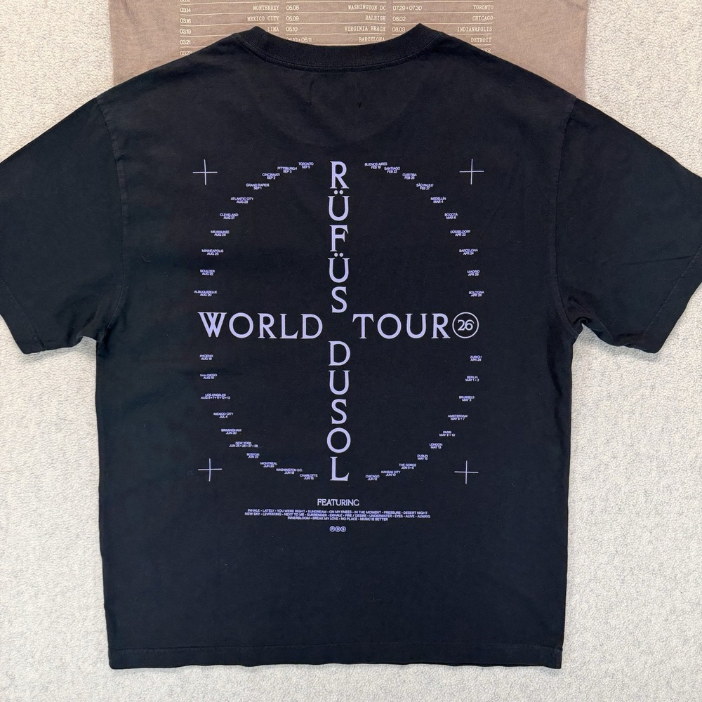 Rufus Du Sol World Tour 2026 Graphic T-Shirt Lot of 2 Black Brown Size M - Picture 2 of 8